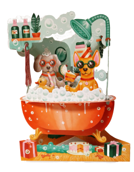 Swing Cards Hunde  Badezeit