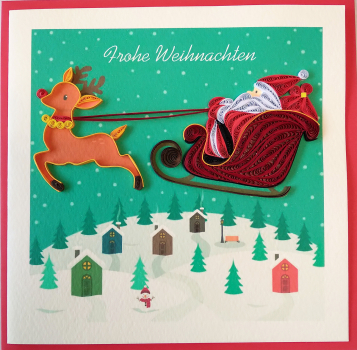 Weihnachtskarte Rentierschlitten