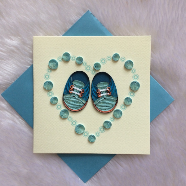 Grußkarte Baby Schühchen Junge